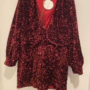 Plus Size Dark Red Sequence Bodycon Dress Size 16